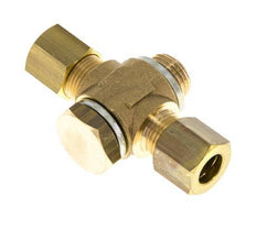 8mm & G1/4'' Brass T-Shape Tee Compression Fitting with Male Threads 135 bar Zinc plated Steel, with NBR insert DIN EN 1254-2