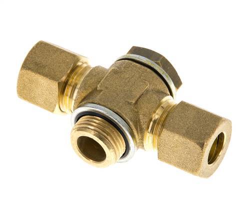 10mm & G3/8'' Brass T-Shape Tee Compression Fitting with Male Threads 95 bar Zinc plated Steel, with NBR insert DIN EN 1254-2