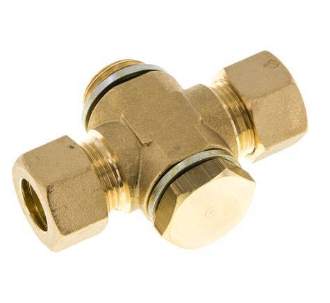 14mm & G1/2'' Brass T-Shape Tee Compression Fitting with Male Threads 89 bar Zinc plated Steel, with NBR insert DIN EN 1254-2