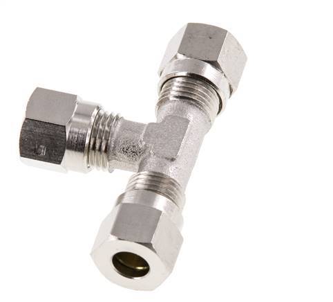 6LL Nickel plated Brass T-Shape Tee Cutting Fitting 100 bar ISO 8434-1 [2 Pieces]