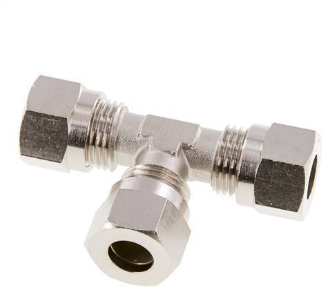 10L Nickel plated Brass T-Shape Tee Cutting Fitting 115 bar ISO 8434-1