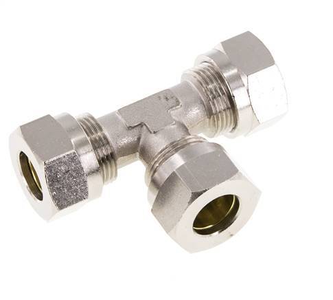Raccord de coupe en T en laiton nickelé 15L 70 bar ISO 8434-1