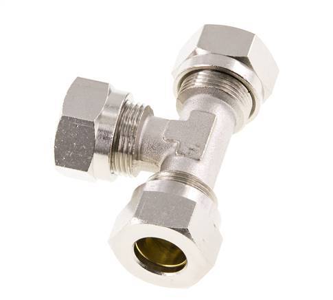 Raccord de coupe en T en laiton nickelé 15L 70 bar ISO 8434-1