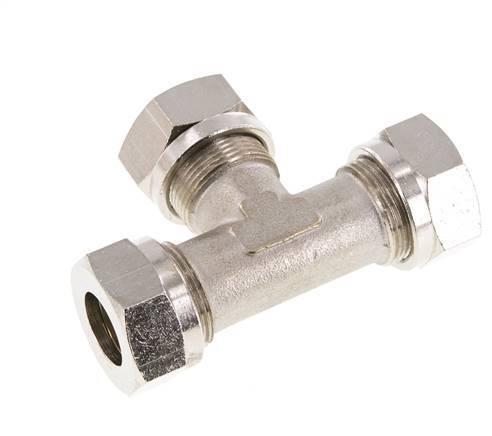 Raccord de coupe en T en laiton nickelé 18L 65 bar ISO 8434-1