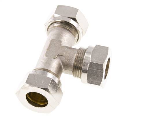 Raccord de coupe en T en laiton nickelé 18L 65 bar ISO 8434-1