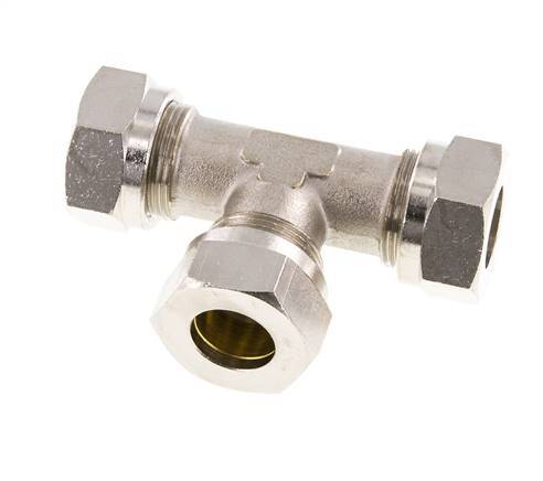 Raccord de coupe en T en laiton nickelé 18L 65 bar ISO 8434-1