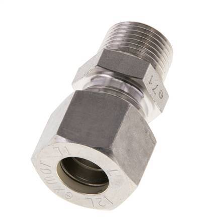Raccord à compression droit en acier inoxydable 12L & R3/8'' avec filets mâles 315 bar ISO 8434-1