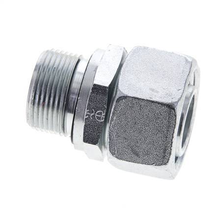 22L & M26x1.5 Acier zingue pivotant droit avec filetage mâle 160 bar Joint torique NBR Cône d'etancheite reglable ISO 8434-1