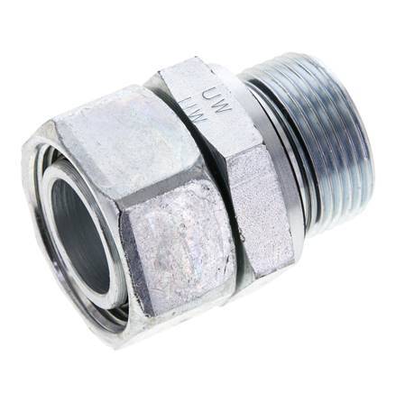 28L & M33x2 Acier zingue pivotant droit avec filetage mâle 160 bar Joint torique NBR Cône d'etancheite reglable ISO 8434-1