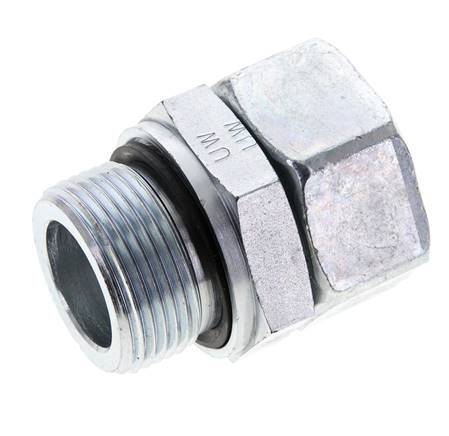 28L & M33x2 Acier zingue pivotant droit avec filetage mâle 160 bar Joint torique NBR Cône d'etancheite reglable ISO 8434-1