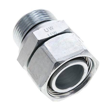 28L & M33x2 Acier zingue pivotant droit avec filetage mâle 160 bar Joint torique NBR Cône d'etancheite reglable ISO 8434-1