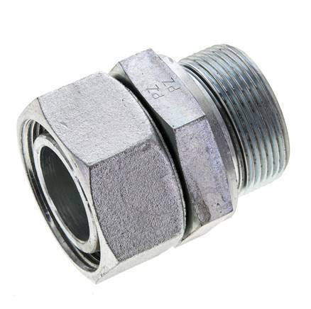 35L & M42x2 Acier zingue pivotant droit avec filetage mâle 160 bar Joint torique NBR Cône d'etancheite reglable ISO 8434-1