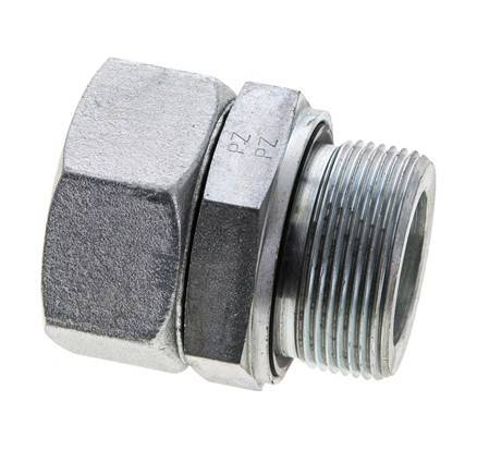 35L & M42x2 Acier zingue pivotant droit avec filetage mâle 160 bar Joint torique NBR Cône d'etancheite reglable ISO 8434-1