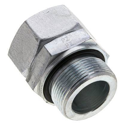 35L & M42x2 Acier zingue pivotant droit avec filetage mâle 160 bar Joint torique NBR Cône d'etancheite reglable ISO 8434-1