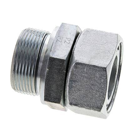 35L & M42x2 Acier zingue pivotant droit avec filetage mâle 160 bar Joint torique NBR Cône d'etancheite reglable ISO 8434-1