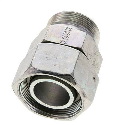 38S & M48x2 Acier zingue Pivot droit avec filetage mâle 315 bar Joint torique NBR Cône reglable ISO 8434-1