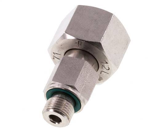 Emerillon droit en acier inoxydable 12L & G1/8'' avec filetage mâle 315 bar FKM Reglable ISO 8434-1