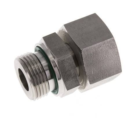 25S & G1'' Emerillon droit en acier inoxydable avec filetage mâle 400 bar FKM Reglable ISO 8434-1