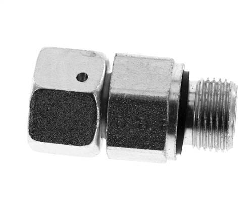 12L&G3/8'' Zink plated Steel Straight Swivel with Male Threads 315 bar NBR O-ring Sealing Cone Adjustable ISO 8434-1 [2 Pieces]