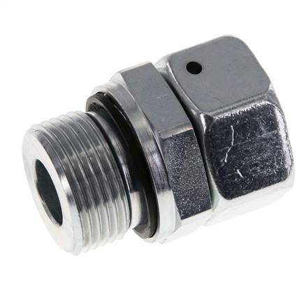 Acier zingue 18L & G3/4'' Pivot droit avec filetage mâle 315 bar Joint torique NBR Cône reglable ISO 8434-1