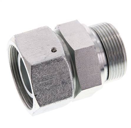 38S & G1-1/2'' Emerillon droit en acier zingue avec filetage mâle 315 bar Joint torique NBR Cône d'etancheite Ajustable ISO 8434-1