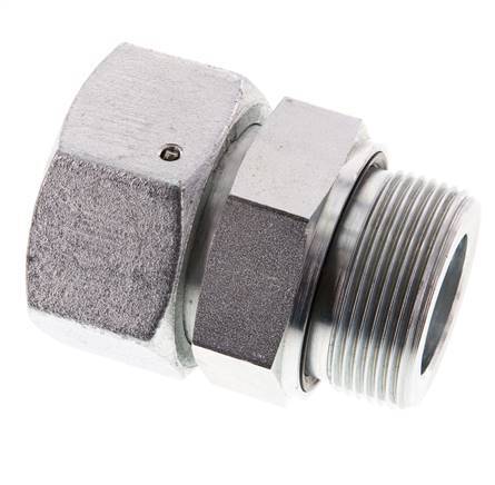 38S & G1-1/2'' Zink plated Steel Straight Swivel with Male Threads 315 bar NBR O-ring Sealing Cone Adjustable ISO 8434-1