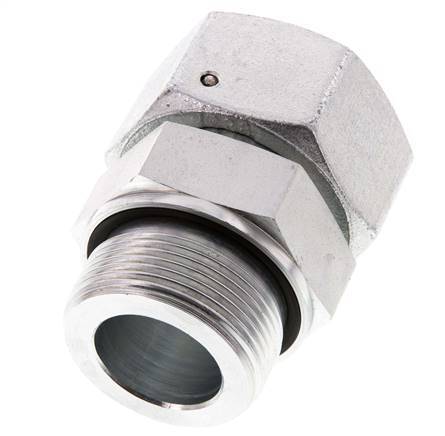 38S & G1-1/2'' Emerillon droit en acier zingue avec filetage mâle 315 bar Joint torique NBR Cône d'etancheite Ajustable ISO 8434-1