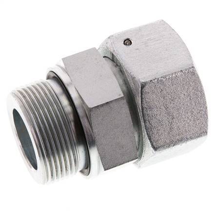 38S & G1-1/2'' Emerillon droit en acier zingue avec filetage mâle 315 bar Joint torique NBR Cône d'etancheite Ajustable ISO 8434-1