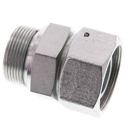 38S & G1-1/2'' Emerillon droit en acier zingue avec filetage mâle 315 bar Joint torique NBR Cône d'etancheite Ajustable ISO 8434-1