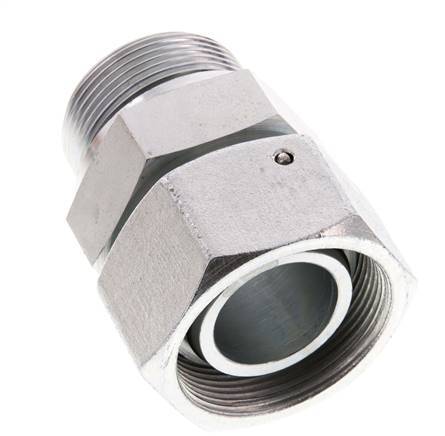 38S & G1-1/2'' Emerillon droit en acier zingue avec filetage mâle 315 bar Joint torique NBR Cône d'etancheite Ajustable ISO 8434-1