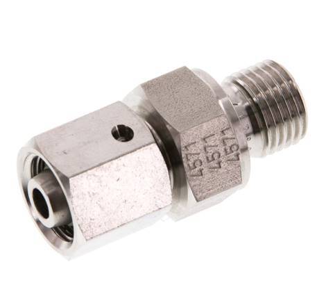 8L & G1/4'' pivotant droit en acier inoxydable avec filetage mâle 315 bar Joint torique FKM Cône reglable ISO 8434-1