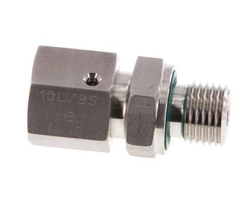 10L & G1/4'' pivotant droit en acier inoxydable avec filetage mâle 315 bar Joint torique FKM Cône reglable ISO 8434-1