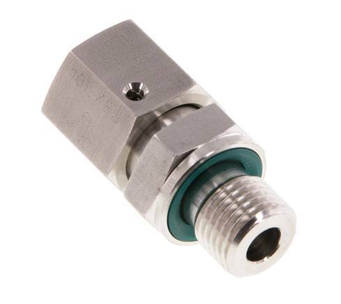 10L & G1/4'' pivotant droit en acier inoxydable avec filetage mâle 315 bar Joint torique FKM Cône reglable ISO 8434-1