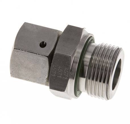 Coupleur droit en acier inoxydable 15L et G3/4'' avec filetage mâle 315 bar Joint torique FKM Cône reglable ISO 8434-1