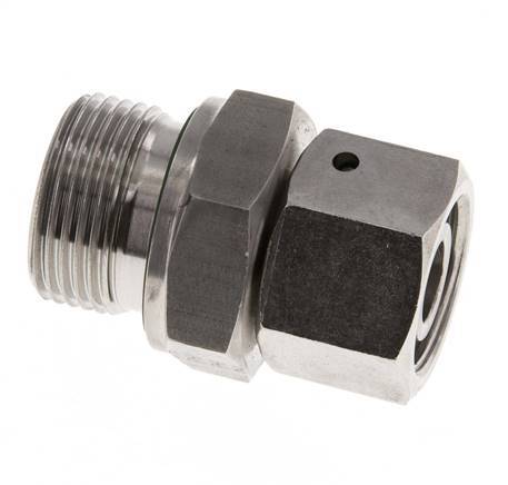Coupleur droit en acier inoxydable 15L et G3/4'' avec filetage mâle 315 bar Joint torique FKM Cône reglable ISO 8434-1