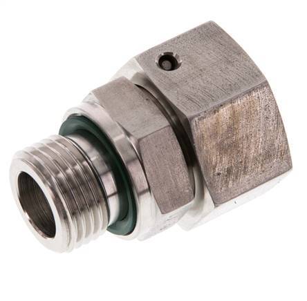 Emerillon droit en acier inoxydable 18L et G1/2'' avec filetage mâle 315 bar Joint torique FKM Cône reglable ISO 8434-1
