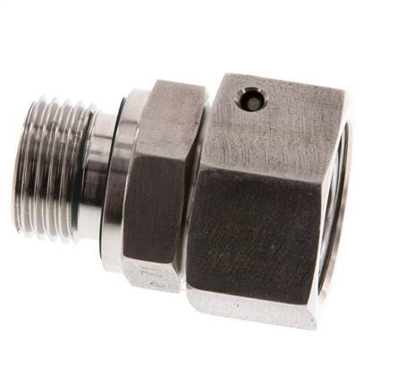 Emerillon droit en acier inoxydable 18L et G1/2'' avec filetage mâle 315 bar Joint torique FKM Cône reglable ISO 8434-1