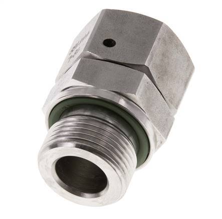 Emerillon droit en acier inoxydable 18L & G3/4'' avec filetage mâle 315 bar Joint torique FKM Cône reglable ISO 8434-1