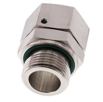 28L & G1'' Acier inoxydable pivotant droit avec filetage mâle 160 bar Joint torique FKM Cône reglable ISO 8434-1