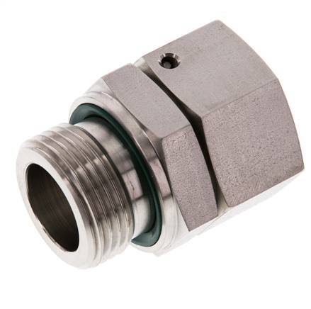 28L & G1'' Acier inoxydable pivotant droit avec filetage mâle 160 bar Joint torique FKM Cône reglable ISO 8434-1