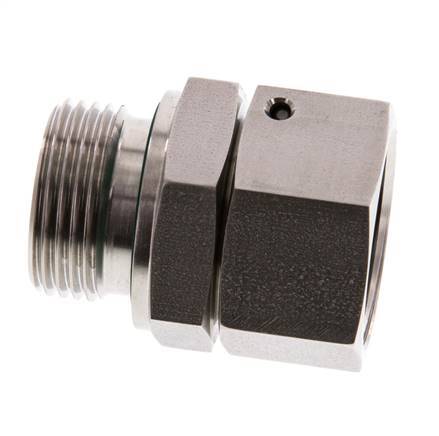 28L & G1'' Acier inoxydable pivotant droit avec filetage mâle 160 bar Joint torique FKM Cône reglable ISO 8434-1
