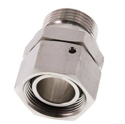 28L & G1'' Acier inoxydable pivotant droit avec filetage mâle 160 bar Joint torique FKM Cône reglable ISO 8434-1