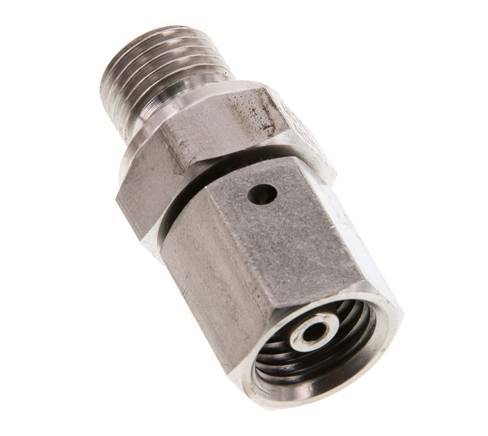 6S & G1/4'' pivotant droit en acier inoxydable avec filetage mâle 630 bar Joint torique FKM Cône reglable ISO 8434-1