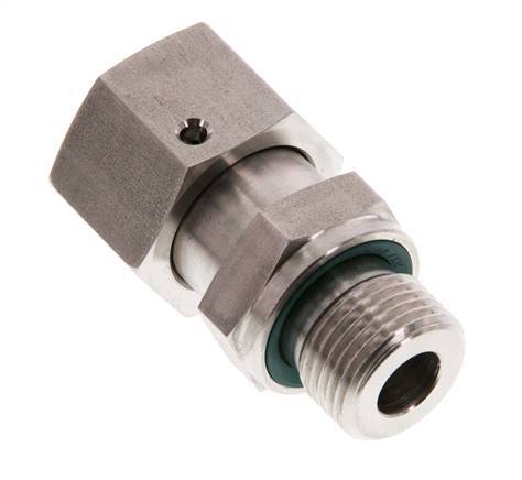 12S & G3/8'' Swivel droit en acier inoxydable avec filetage mâle 630 bar Joint torique FKM Cône reglable ISO 8434-1