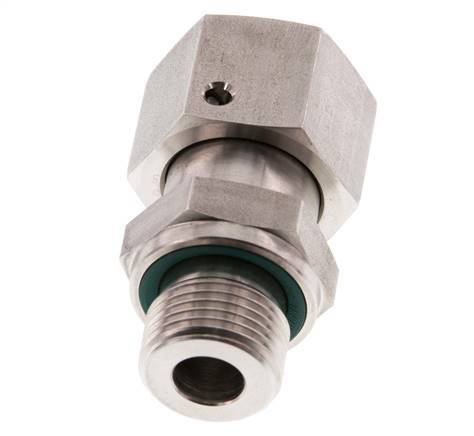 12S & G3/8'' Swivel droit en acier inoxydable avec filetage mâle 630 bar Joint torique FKM Cône reglable ISO 8434-1