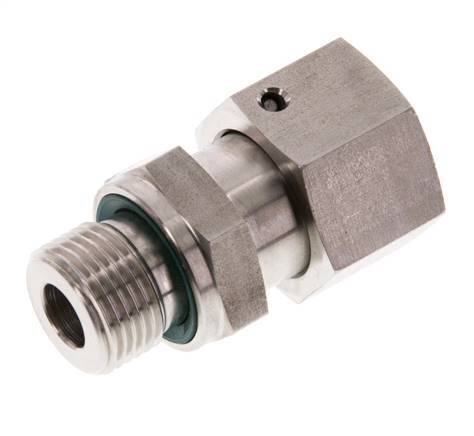 12S & G3/8'' Swivel droit en acier inoxydable avec filetage mâle 630 bar Joint torique FKM Cône reglable ISO 8434-1