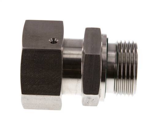 25S & G1'' Swivel droit en acier inoxydable avec filetage mâle 400 bar Joint torique FKM Cône reglable ISO 8434-1