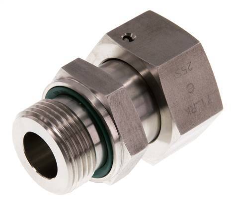 25S & G1'' Swivel droit en acier inoxydable avec filetage mâle 400 bar Joint torique FKM Cône reglable ISO 8434-1