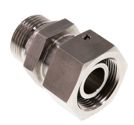 25S & G1'' Swivel droit en acier inoxydable avec filetage mâle 400 bar Joint torique FKM Cône reglable ISO 8434-1