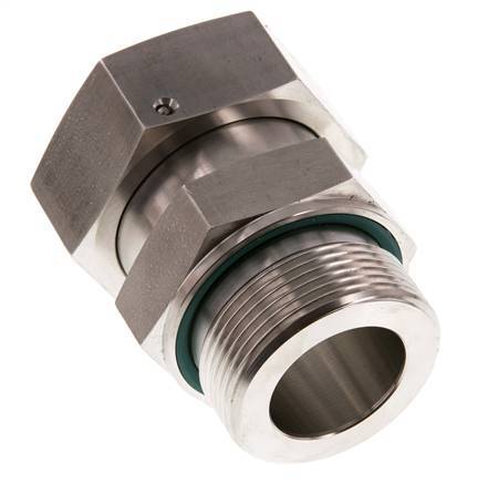38S & G1-1/2'' pivot droit en acier inoxydable avec filetage mâle 315 bar Joint torique FKM Cône reglable ISO 8434-1